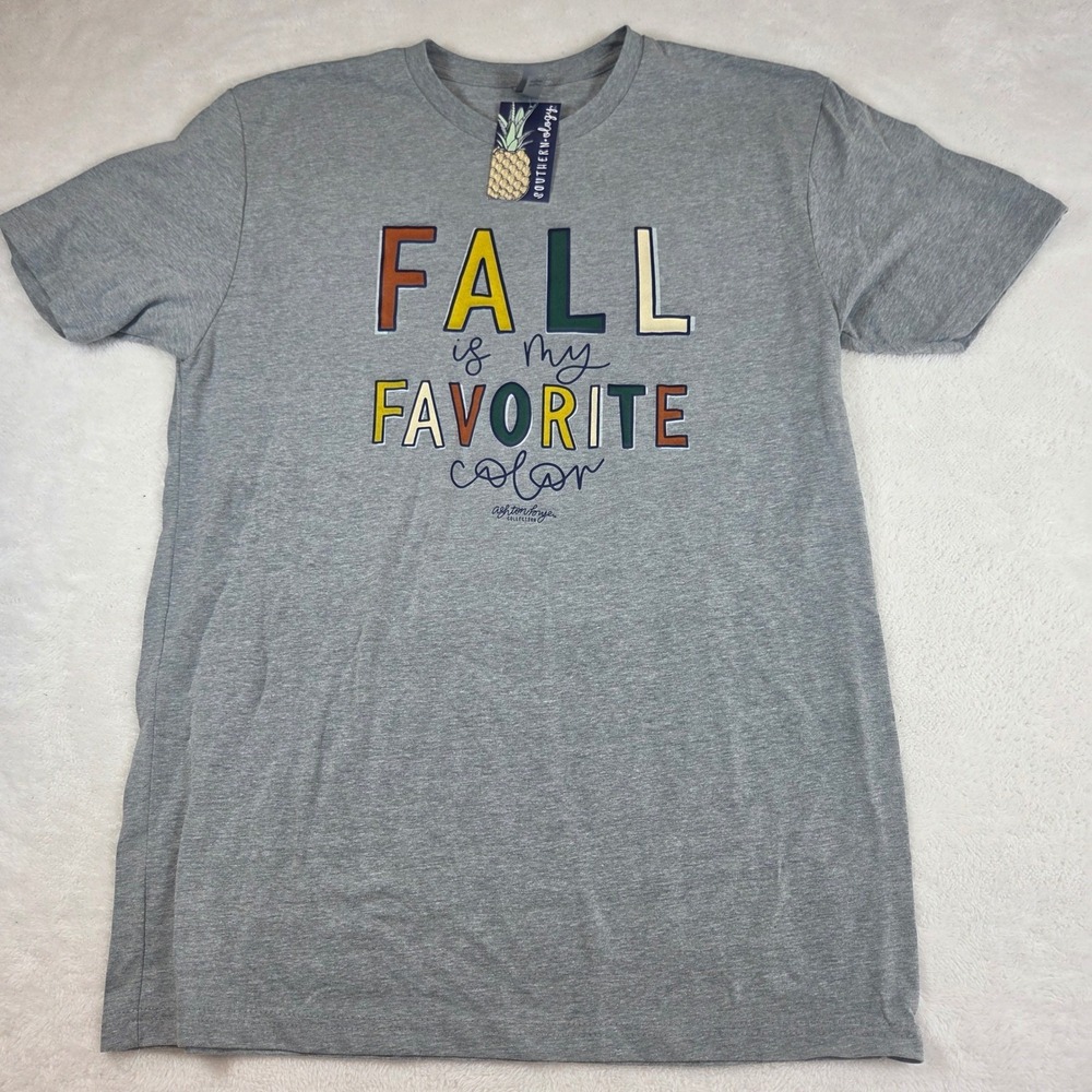 Southernology Ashton Brye Fall Is My Favorite Color Graphic T-Shirt Gray Large